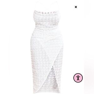 White cowl neck dress